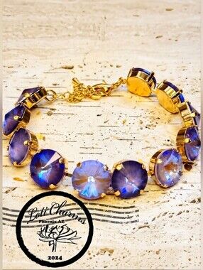 Purple Galaxy Margarita Crystal In Classic Tennis Bracelet In 18K Gold Plated